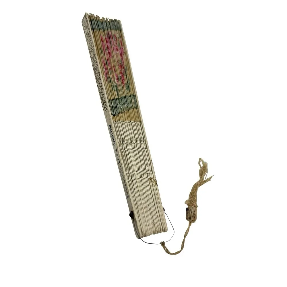 Antique Babcock Lake Casino Hand Painted Hand Folding Fan